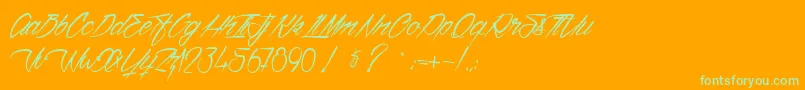 Fonte VentillaStone – fontes verdes em um fundo laranja