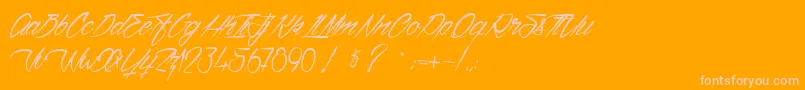 Fonte VentillaStone – fontes rosa em um fundo laranja