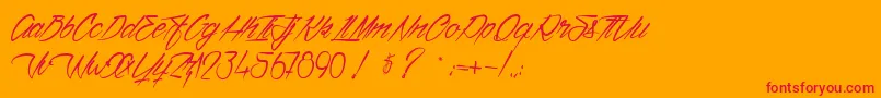 VentillaStone-Schriftart – Rote Schriften auf orangefarbenem Hintergrund