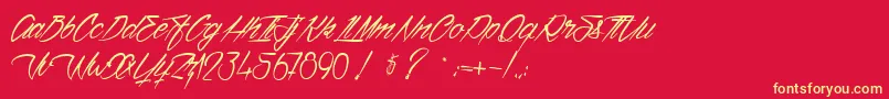 Fonte VentillaStone – fontes amarelas em um fundo vermelho