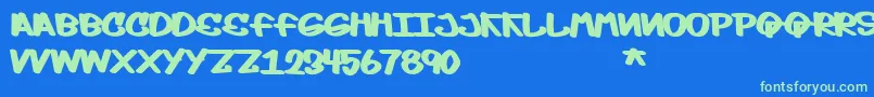 Moptop Font – Green Fonts on Blue Background