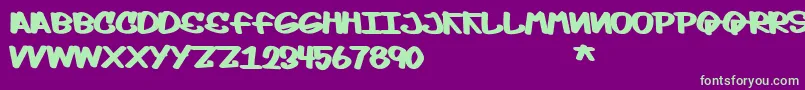 Moptop-Schriftart – Grüne Schriften auf violettem Hintergrund