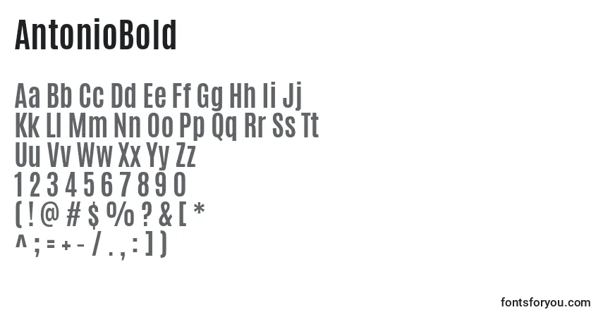 AntonioBold font – alphabet, numbers, special characters