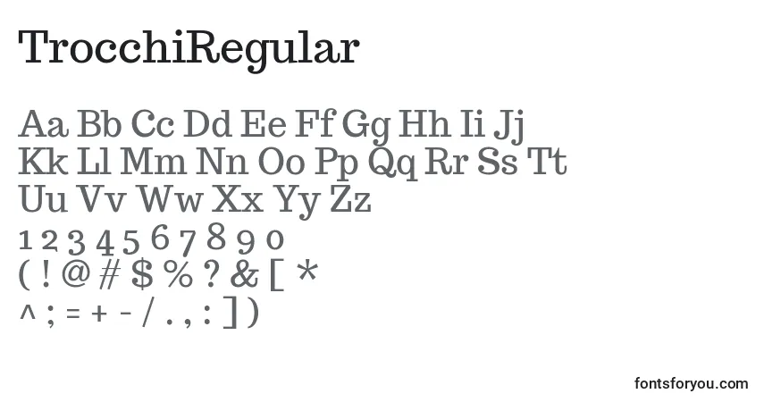 characters of trocchiregular font, letter of trocchiregular font, alphabet of  trocchiregular font