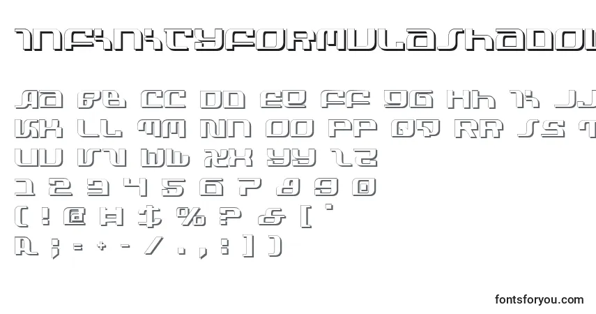 Czcionka InfinityFormulaShadow – alfabet, cyfry, specjalne znaki