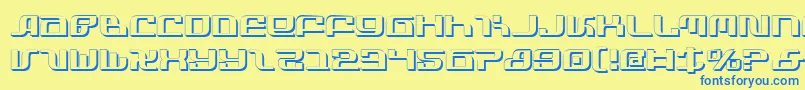 フォントInfinityFormulaShadow – 青い文字が黄色の背景にあります。