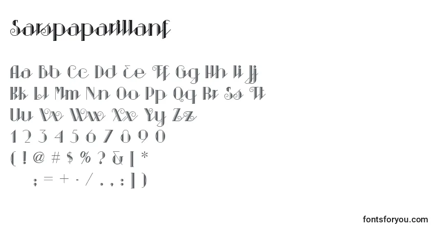 Sarspaparillanf-fontti – aakkoset, numerot, erikoismerkit