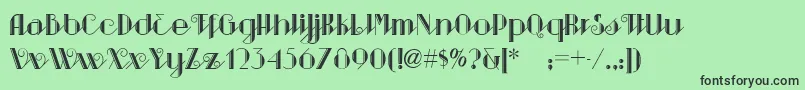 フォントSarspaparillanf – 緑の背景に黒い文字