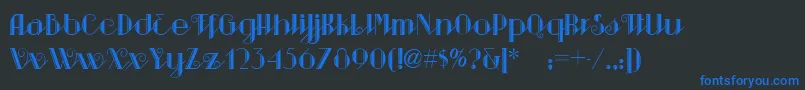 フォントSarspaparillanf – 黒い背景に青い文字