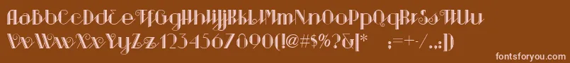 Sarspaparillanf-Schriftart – Rosa Schriften auf braunem Hintergrund