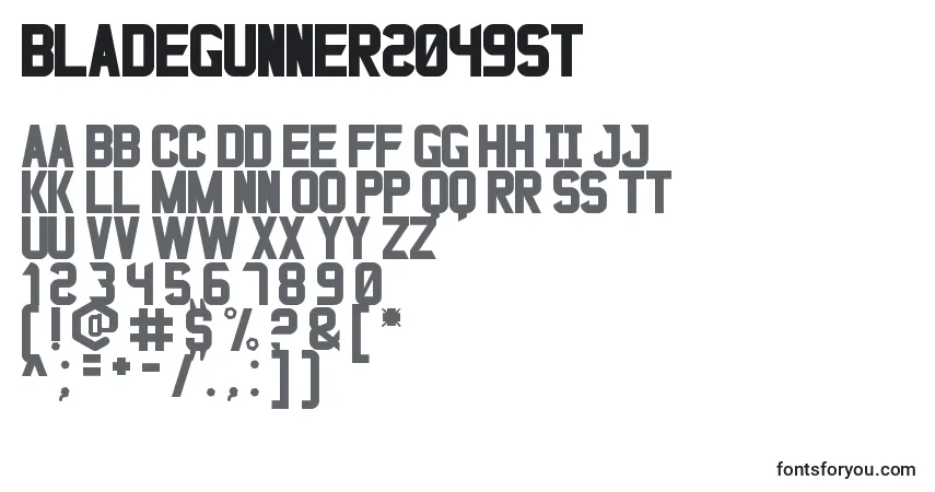 Шрифт BladeGunner2049St – алфавит, цифры, специальные символы