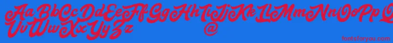 Шрифт MattoaDemo – красные шрифты на синем фоне