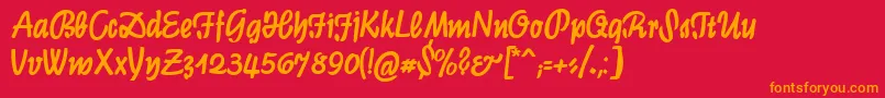Fonte Graphiccat – fontes laranjas em um fundo vermelho