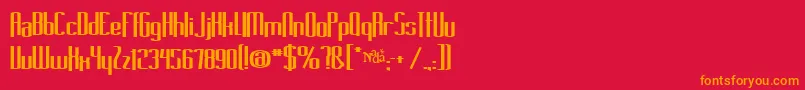 フォントLong – 赤い背景にオレンジの文字