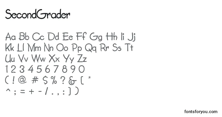 A fonte SecondGrader – alfabeto, números, caracteres especiais