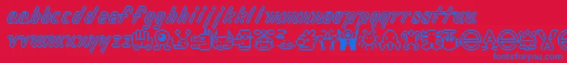 フォントMacrodigi – 赤い背景に青い文字