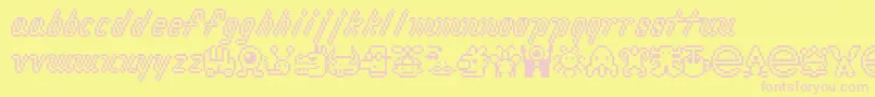 Macrodigi-fontti – vaaleanpunaiset fontit keltaisella taustalla