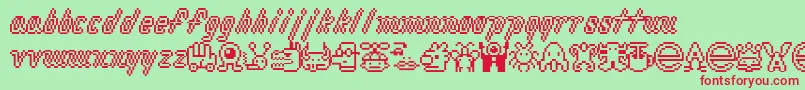Macrodigi-fontti – punaiset fontit vihreällä taustalla