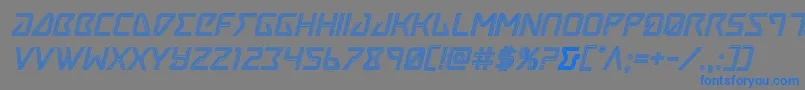 Tracerengraveital Font – Blue Fonts on Gray Background