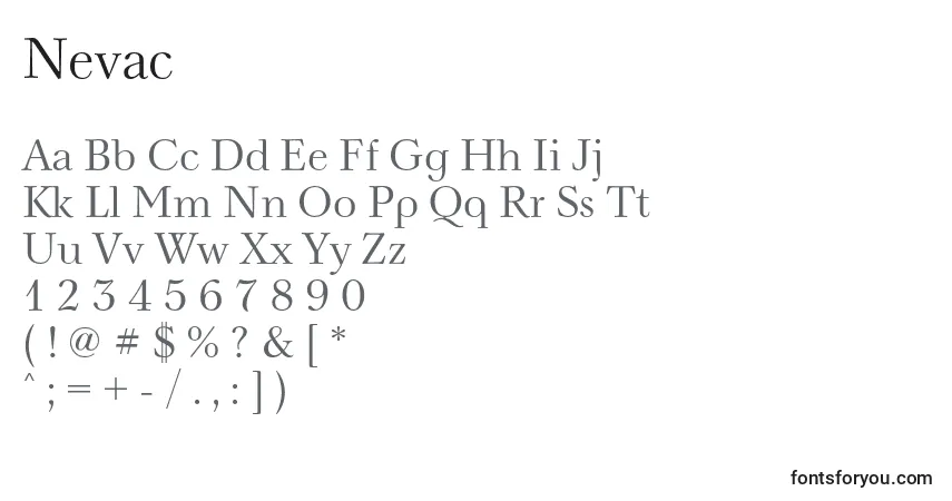 Fuente Nevac - alfabeto, números, caracteres especiales