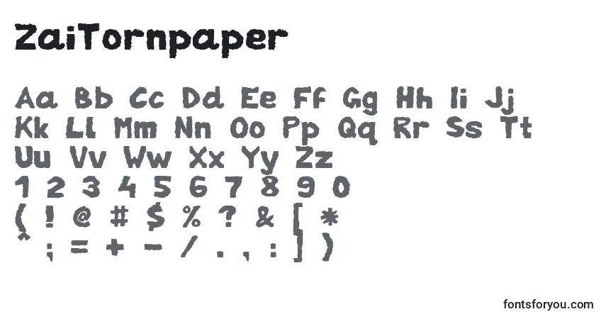 A fonte ZaiTornpaper – alfabeto, números, caracteres especiais
