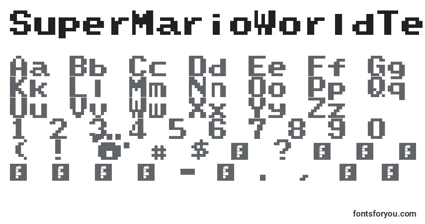 A fonte SuperMarioWorldTextBox – alfabeto, números, caracteres especiais