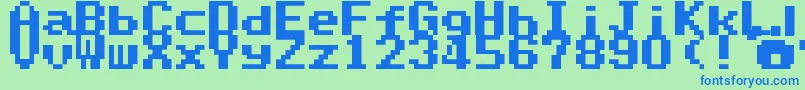 SuperMarioWorldTextBox Font – Blue Fonts on Green Background