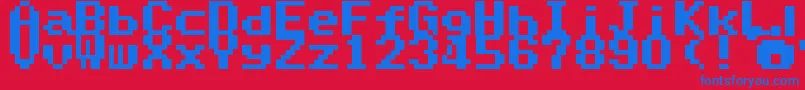 フォントSuperMarioWorldTextBox – 赤い背景に青い文字