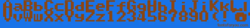 SuperMarioWorldTextBox Font – Brown Fonts on Blue Background