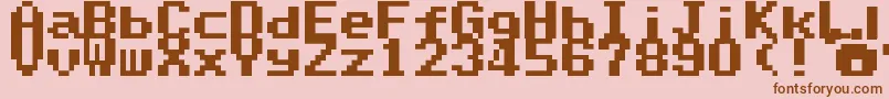 SuperMarioWorldTextBox-fontti – ruskeat fontit vaaleanpunaisella taustalla