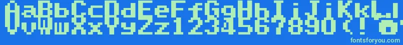 フォントSuperMarioWorldTextBox – 青い背景に緑のフォント