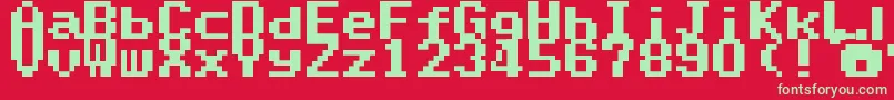 フォントSuperMarioWorldTextBox – 赤い背景に緑の文字