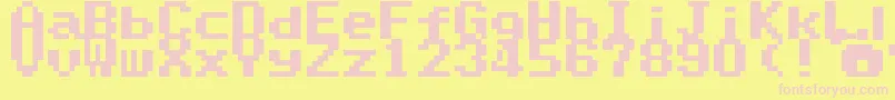 Fonte SuperMarioWorldTextBox – fontes rosa em um fundo amarelo