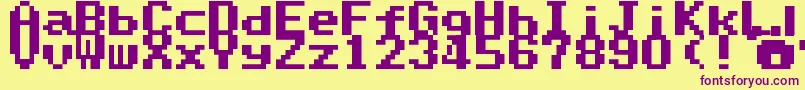 Police SuperMarioWorldTextBox – polices violettes sur fond jaune