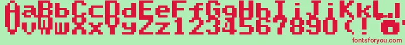 フォントSuperMarioWorldTextBox – 赤い文字の緑の背景