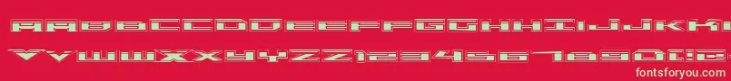 TriremeLaserAcademy-Schriftart – Grüne Schriften auf rotem Hintergrund
