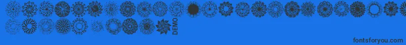 Mandingsdemo-Schriftart – Schwarze Schriften auf blauem Hintergrund