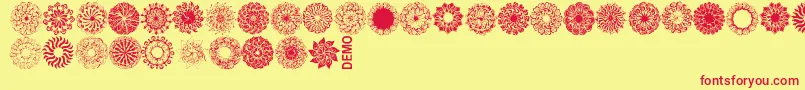 Fonte Mandingsdemo – fontes vermelhas em um fundo amarelo