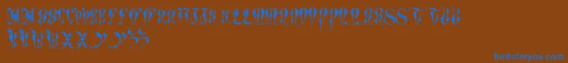 Fonte ToryGothicCaps – fontes azuis em um fundo marrom
