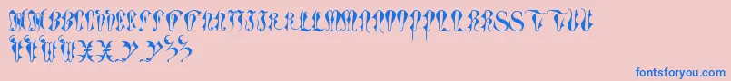 ToryGothicCaps-Schriftart – Blaue Schriften auf rosa Hintergrund