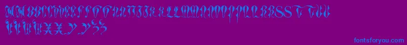 Fonte ToryGothicCaps – fontes azuis em um fundo violeta