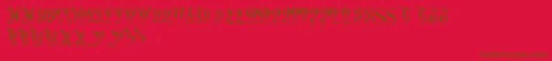 Czcionka ToryGothicCaps – brązowe czcionki na czerwonym tle
