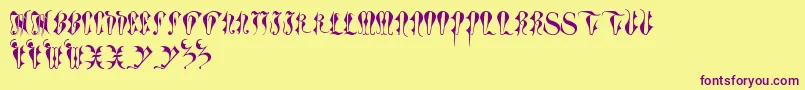 ToryGothicCaps Font – Purple Fonts on Yellow Background