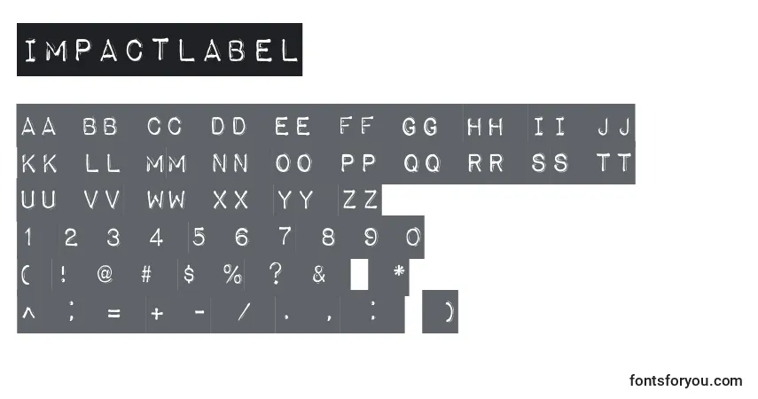 Schriftart ImpactLabel – Alphabet, Zahlen, spezielle Symbole
