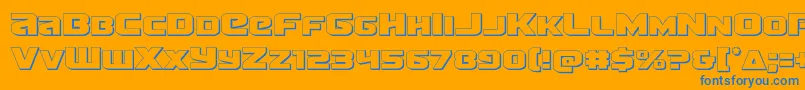 Terran3D-Schriftart – Blaue Schriften auf orangefarbenem Hintergrund