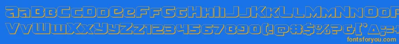 Weitere Informationen zur Terran3D-Schriftart Terran3D-Schriftart – Orangefarbene Schriften auf blauem Hintergrund