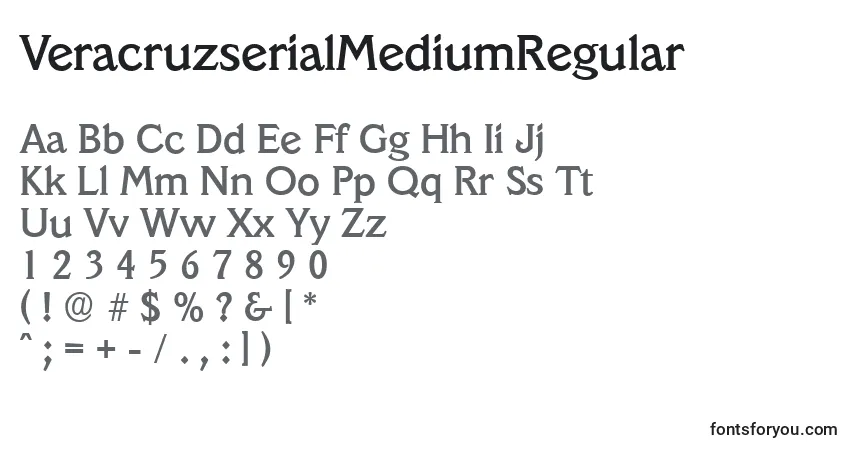 Czcionka VeracruzserialMediumRegular – alfabet, cyfry, specjalne znaki