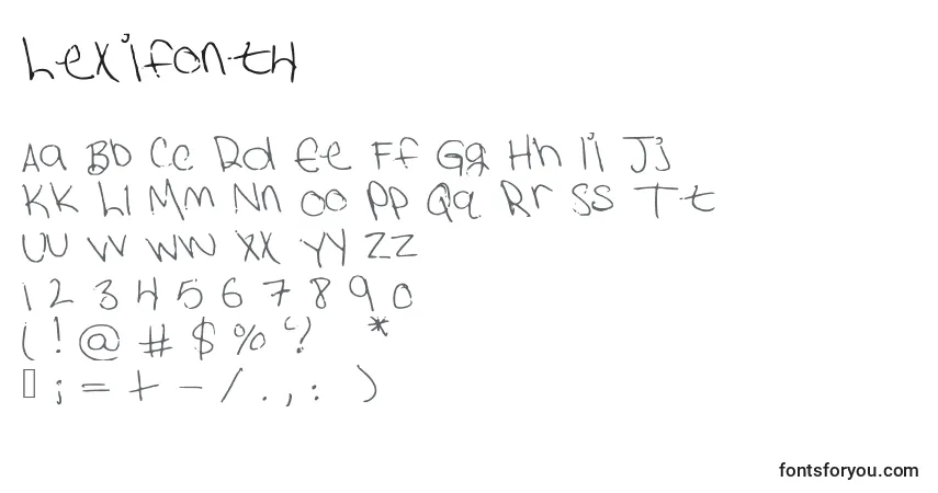 Czcionka Lexifont4 – alfabet, cyfry, specjalne znaki