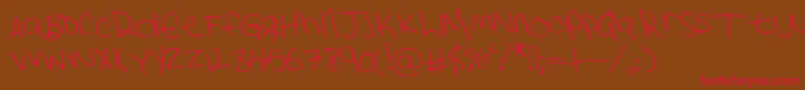 Lexifont4-fontti – punaiset fontit ruskealla taustalla