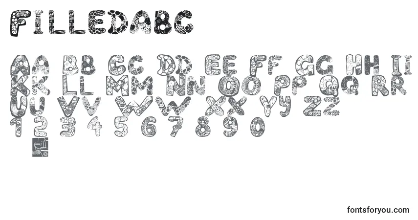 A fonte Filledabc – alfabeto, números, caracteres especiais